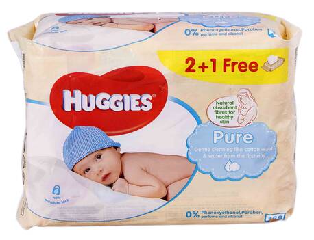 Huggies Pure Серветки вологі дитячі 2+1 168 шт