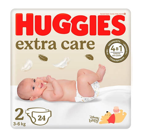 Huggies Extra Care Підгузники дитячі 3-6 кг 24 шт