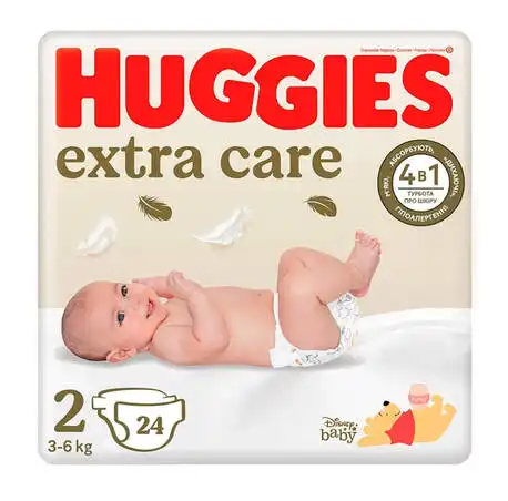 Huggies Extra Care Підгузники дитячі 3-6 кг 24 шт