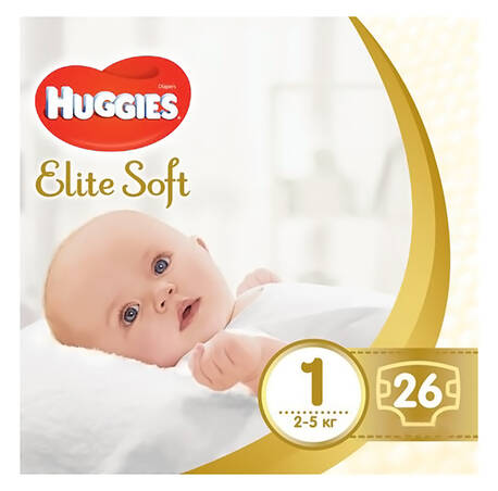 Huggies Elite Soft 1 Підгузки для новонароджених до 5 кг 26 шт