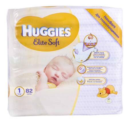 Huggies Elite Soft 1 Підгузки для новонароджених 2-5 кг 82 шт