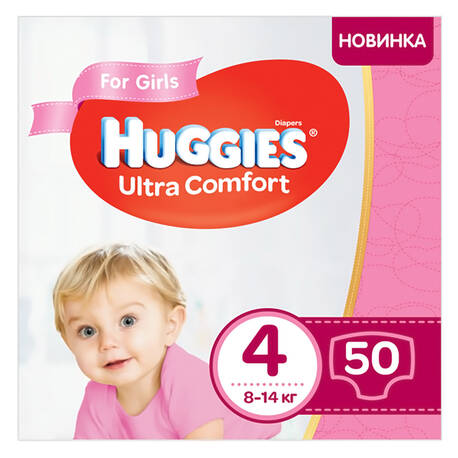 Huggies Ultra Comfort 4 Jumbo Підгузки для дівчаток 8-14 кг 50 шт