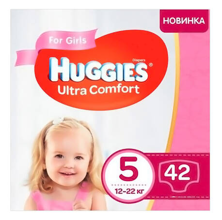 Huggies Ultra Comfort 5 Підгузки для дівчаток 12-22 кг 42 шт