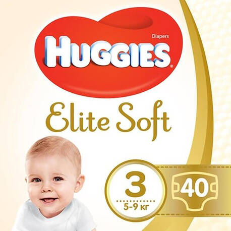 Huggies Elite Soft 3 Підгузки дитячі 5-9 кг 40 шт