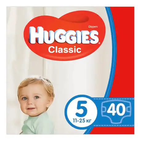 Huggies Classic 5 Підгузки дитячі 11-25 кг 40 шт