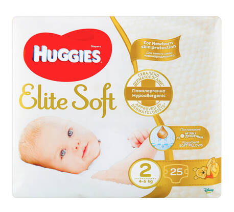 Huggies Elite Soft 2 Підгузки для новонароджених 4-7 кг 24 шт