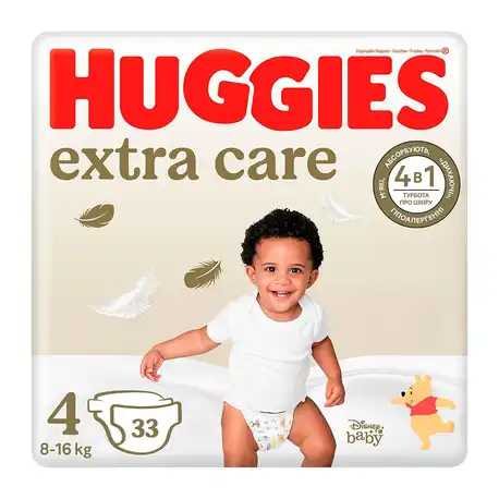 Huggies 4 Extra Care Підгузки дитячі 8-16 кг 33 шт