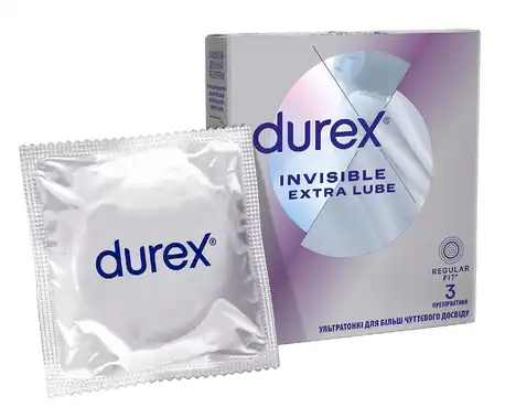 Durex Презервативи Invisible Extra Lube 3 шт