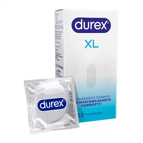 Durex XL Презервативи латексні тонкі, збільшеного розміру 12 шт