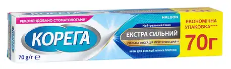 Корега Крем для фіксації зубних протезів Екстра сильний Нейтральний смак 70 мл 1 туба