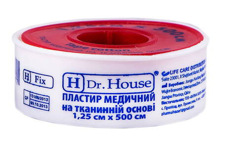 H Dr. House Пластир медичний на тканинній основі 1.25х500 см 1 шт