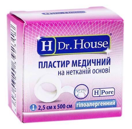 H Dr. House Пластир медичний на нетканій основі гіпоалергенний 2,5х500 см 1 шт