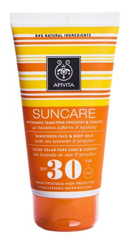 Apivita Suncare Сонцезахисне молочко для обличчя та тіла з кермеком і прополісом SPF 30 150 мл 1 туба