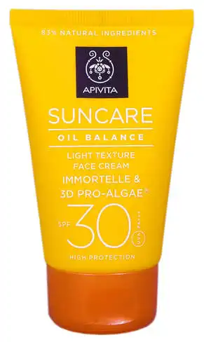Apivita Suncare Сонцезахисний крем для обличчя легкої текстури, що регулює секрецію сальних залоз SPF-30 50 мл 1 туба