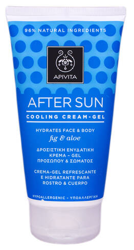Apivita After Sun Охолоджувальний та зволожувальний крем-гель для обличчя та тіла з інжиром та алое 150 мл 1 туба