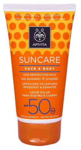 Apivita Suncare Сонцезахисне молочко для обличчя та тіла з кермеком і прополісом SPF-50 150 мл 1 туба