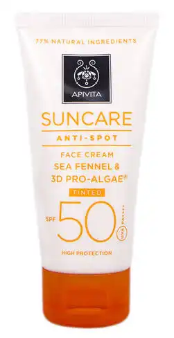 Apivita Suncare Крем сонцезахисний тонуючий проти пігментних плям з комплексом 3D Pro-Algae SPF-50 50 мл 1 туба