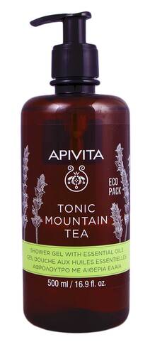 Apivita Гель для душу з ефірними оліями "Тонізуючий гірський чай" 500 мл 1 флакон loading=