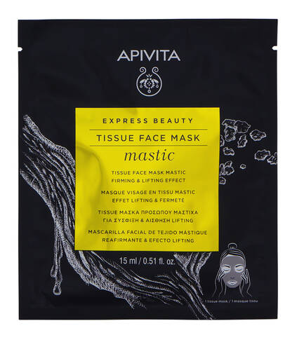 Apivita Express Beauty Маска тканинна для обличчя з смолою мастикового дерева Пружність та ліфтинг-ефект 15 мл 1 шт loading=