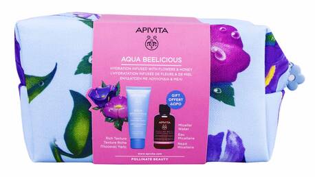 Apivita Aqua Beelicious крем насиченої текстури 40 мл + міцелярна вода 75 мл + косметичка 1 набір
