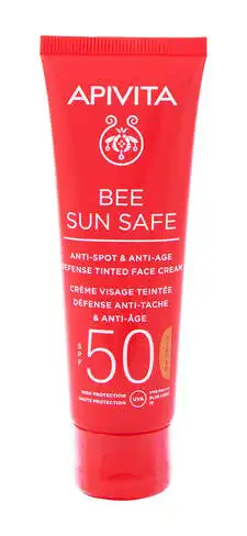 Apivita Bee Sun Safe Сонцезахисний тонуючий крем для обличчя проти пігментних плям та для захисту від старіння SPF50 50 мл 1 туба