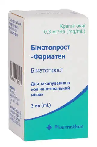 Біматопрост-Фарматен краплі очні 0,3 мг/мл 3 мл 1 флакон