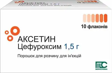Аксетин порошок для ін'єкцій 1,5 г 10 флаконів