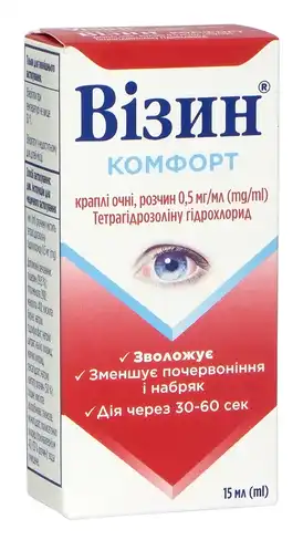 Візин Комфорт краплі очні 0,5 мг/мл 15 мл 1 флакон