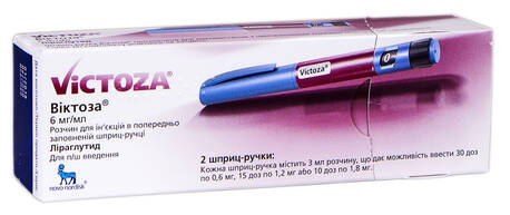Віктоза розчин для ін'єкцій 6 мг/мл 3 мл 2 шприц-ручка
