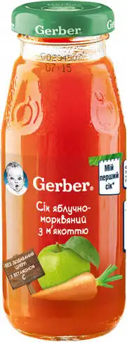 Gerber Сік яблучно-моркв'яний з м'якоттю з 6 місяців 175 мл 1 банка