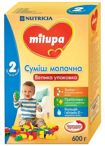 Milupa 2 Молочна суміш 6-12 місяців 600 г 1 коробка