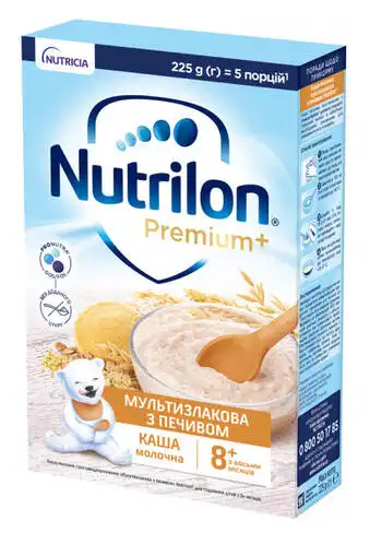 Nutrilon Каша молочна Мультизлакова з печевом з 8 місяців 225 г 1 коробка