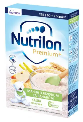 Nutrilon Каша молочна Манна з яблуком та бананом з 6 місяців 225 г 1 коробка