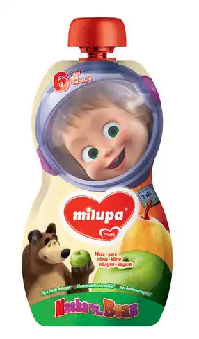 Milupa Пюре Маша і Ведмідь Яблуко, груша від 6 місяців 100 г 1 банка