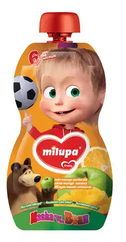 Milupa Пюре Маша і Ведмідь Яблуко, манго, апельсин, морква від 6 місяців 100 г 1 банка