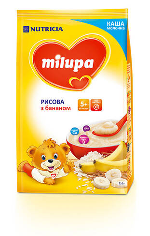 Milupa Каша молочна рисова з бананом з 5 місяців 210 г 1 пакет