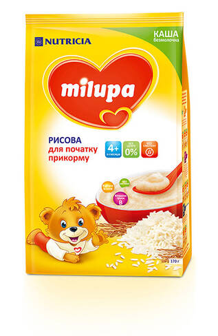 Milupa Каша безмолочна рисова без цукру з 4 місяців 170 г 1 пакет