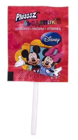 Льодяник'С Plusssz Disney з малиновим соком та екстрактом з плодів шипшини та вітаміном С льодяники 8 г 100 шт