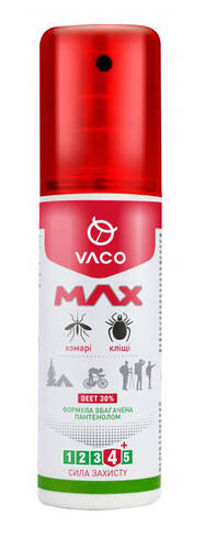 Vaco Max Deet 30% Спрей від комарів, кліщів та мошок з пантенолом 80 мл 1 флакон