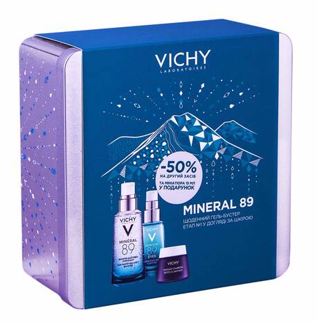 Vichy Mineral 89 гель-бустер 50 мл + Mineral 89 гель навколо очей 15 мл + маска-детокс 15 мл 1 набір loading=