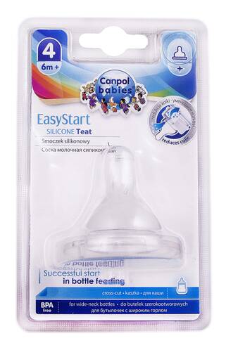 Canpol Babies EasyStart Соска силіконова до пляшечок з широким отвором для каші від 6 місяців 21/723 1 шт