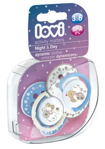 Canpol Babies Пустушка Lovi Night i Day силіконова динамічна 3-6 місяців Баранчик 22/810 2 шт