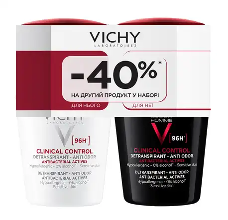 Vichy Дезодорант-антиперспірант кульковий чоловічий + Дезодорант-антипреспірант кульковий жіночий 96 годин 1 набір