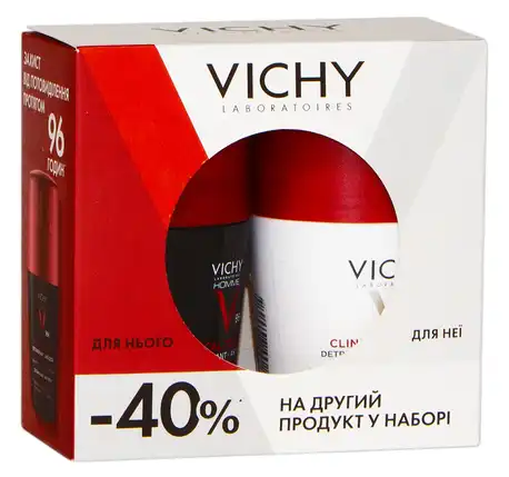 Vichy Дезодорант-антиперспірант кульковий чоловічий + Дезодорант-антипреспірант кульковий жіночий 96 годин 1 набір