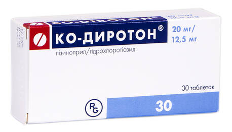 Ко-диротон таблетки 20 мг/12,5 мг 30 шт
