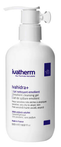 Ivatherm Ivahidra+ Гель очищувальний для чутливої сухої та атопічної шкіри 500 мл 1 Упаковка