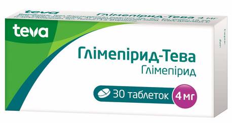 Глімепірид Тева таблетки 4 мг 30 шт loading=