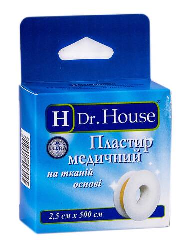 H Dr. House Пластир медичний на тканинній основі з підвісом 2,5х500 см 1 шт