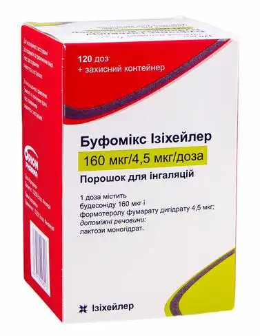 Буфомікс Ізіхейлер порошок для інгаляцій 160 мкг/4,5 мкг/доза 120 доз 1 інгалятор