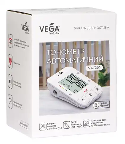 Vega VA-340 Тонометр автоматичний 1 шт